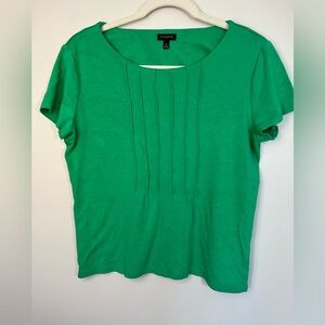 Talbots Green Women's Summer Short Sleeve Top T-Shirt with Pintucks Size M